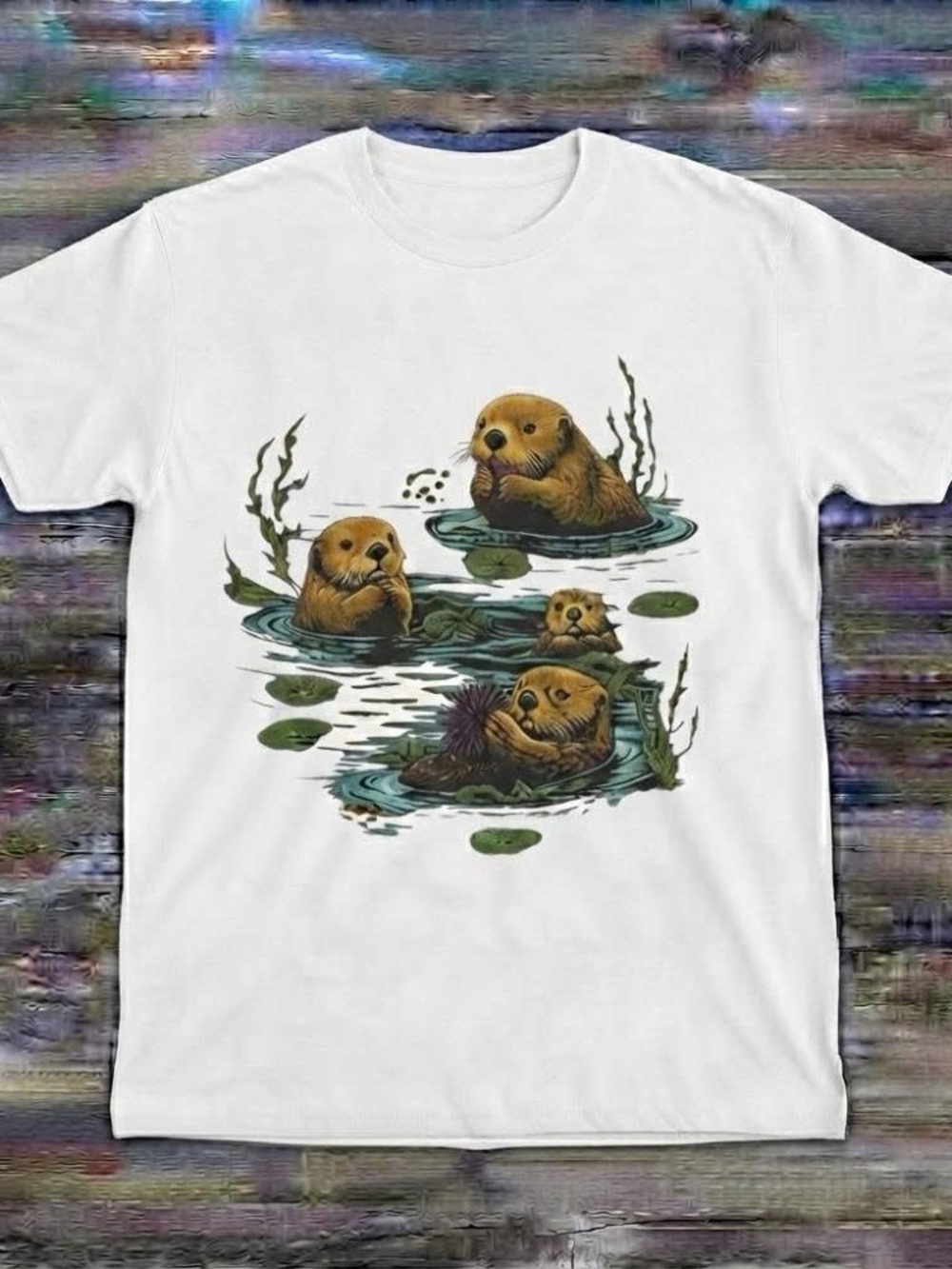 Otter Family Graphic Tee White Shirt